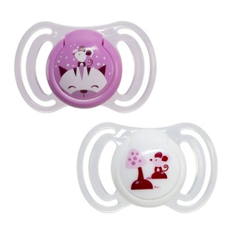 Neobaby Light Silicone Pacifier with Anatomical Cover Medium Size 6 Months 2 Pieces Pink