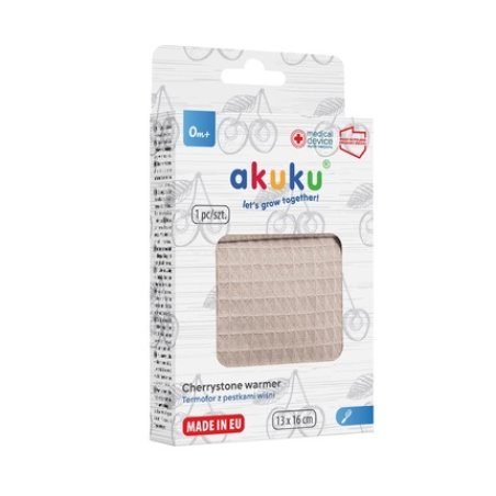 Akuku Cherry Stone Hot Water Bottle With Cover 13x16 Cm Beige