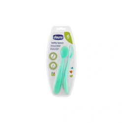 Chicco Duplo Soft Blue Silicone Spoon 6 Months 2 Units