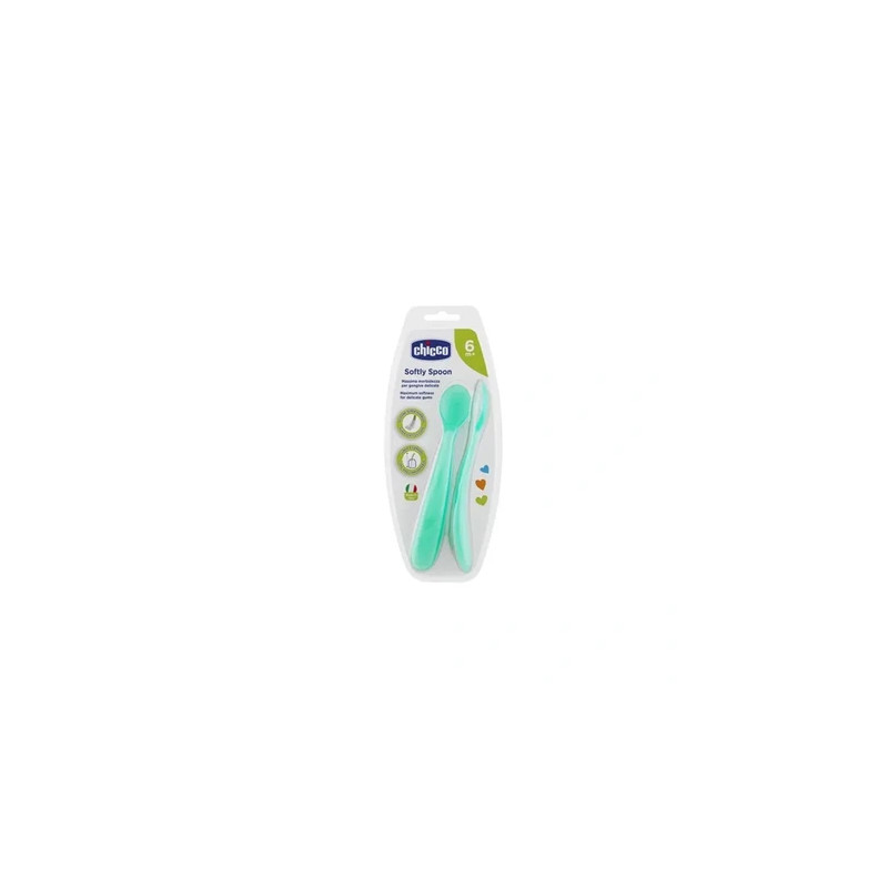 Chicco Duplo Soft Blue Silicone Spoon 6 Months 2 Units
