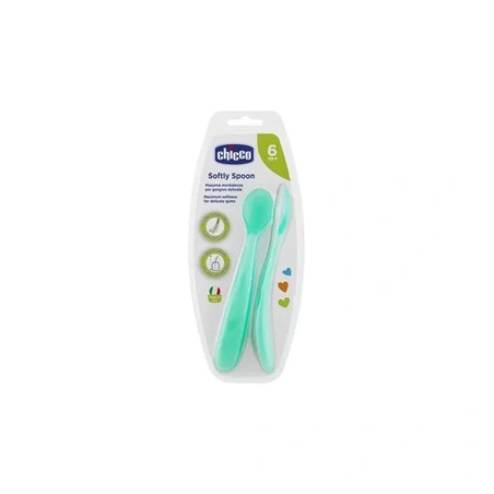 Chicco Duplo Soft Blue Silicone Spoon 6 Months 2 Units