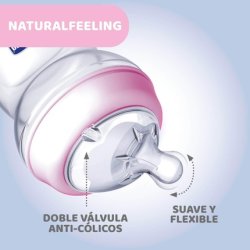 Chicco Natural Feeling Anti-Colic Bottle 250ml for 2 Months - Soft and Flexible
