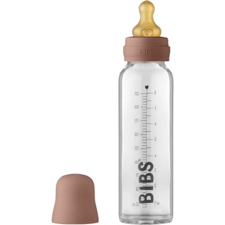 BIBS Baby Glass Bottle Anti-Colic Round Natural Rubber Latex Nipple 225ml