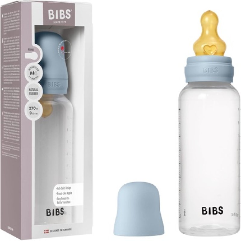 Bibs Baby Bottle 270ml Natural Rubber Latex Nipple Anticolic BPA-Free