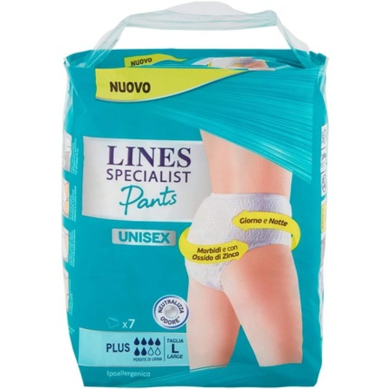Lines Specialist Unisex Diapers Plus Soft and Comfortable for Day and Night - Large 7 Pack
