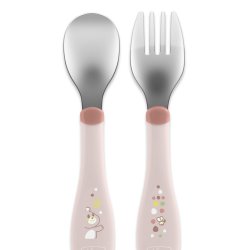 Chicco Stainless Steel Kids Cutlery Set - Porridge Fork and Spoon
