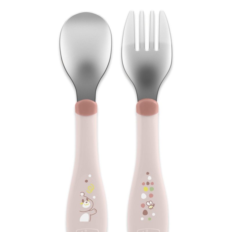 Chicco 00016102150000 Couvert pour tout-petits Couverts pour enfants en bas âge Rose Acier inoxydable