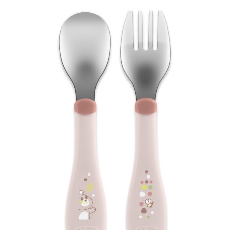 Chicco 00016102150000 Couvert pour tout-petits Couverts pour enfants en bas âge Rose Acier inoxydable