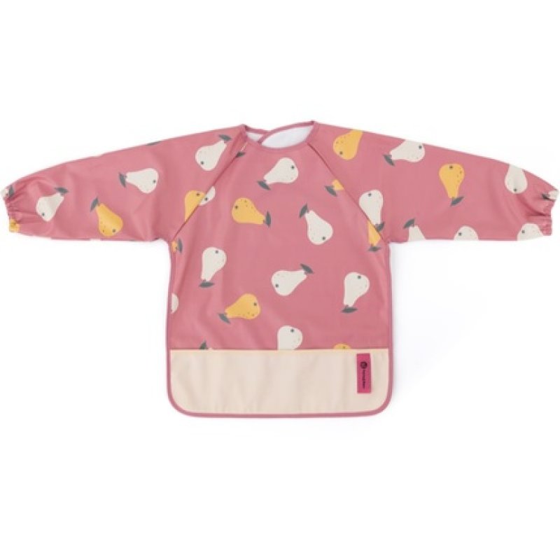 Petite&Mars Bib With Long Sleeves Pink Pears Pattern For 2 Years And Above