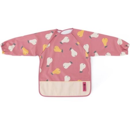 Petite&Mars Bib With Long Sleeves Pink Pears Pattern For 2 Years And Above