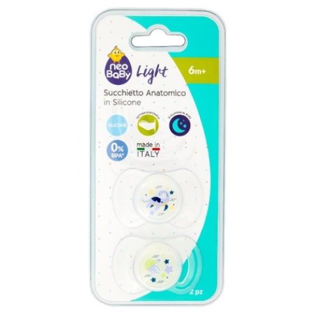 Tettarella Neo Baby 2pack Silicone Pacifier Maxi Size Glowinthedark