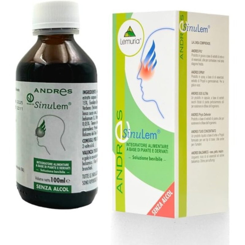 Lemuria ANDRES SINULEM Respiratory Tract Cleansing Balsamic Effect Herbal Supplement 100ml - Made in Italy