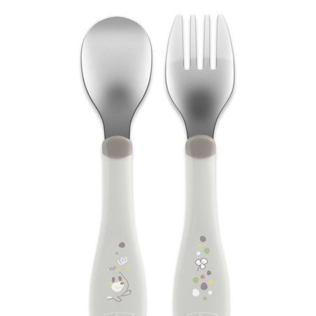 Chicco Stainless Steel Kids Cutlery Set - Porridge Fork and Spoon