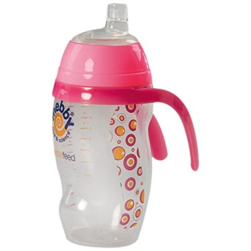 Mebby 92607 Easy Cup Drinking Cup, Non-Drip 6 Months, Pink With Silicone Spout