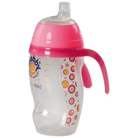 Mebby 92607 Easy Cup Drinking Cup, Non-Drip 6 Months, Pink With Silicone Spout