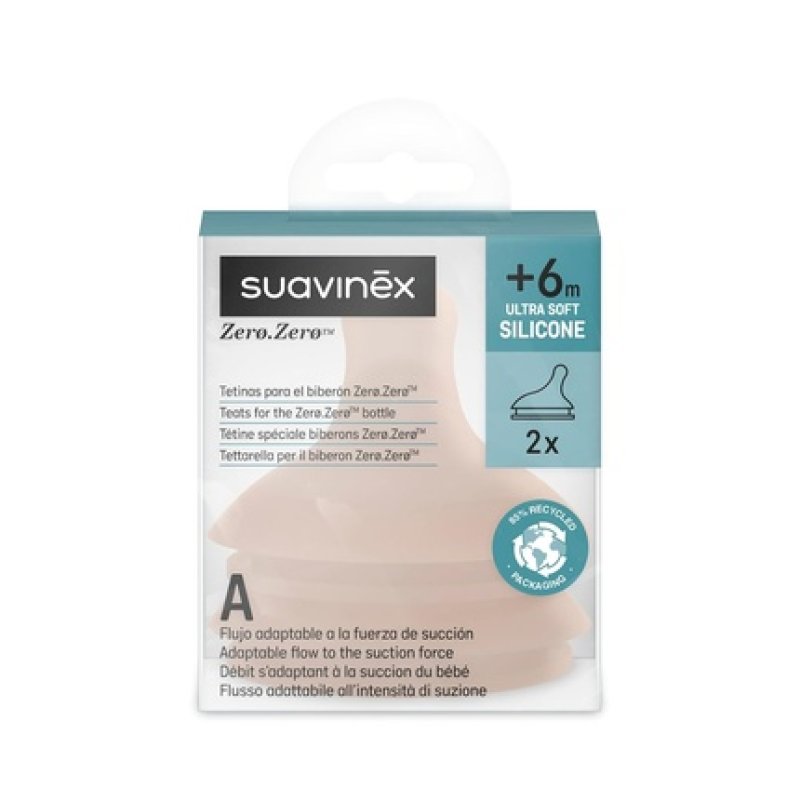 Suavinex Baby Bottle Teats for Zero Zero Anti-Colic Baby Bottle - Pack of 2