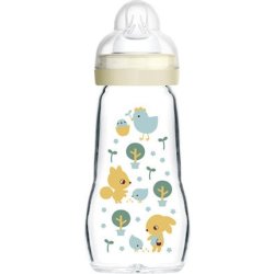 Mam Feel Good Glass Baby Bottle With Silicone Nipple For 2 Months Cream 260ml