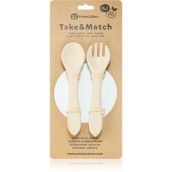 Petite&Mars Take&Match Silicone Cutlery Desert Sand For 6 Months And Older 2 Pieces