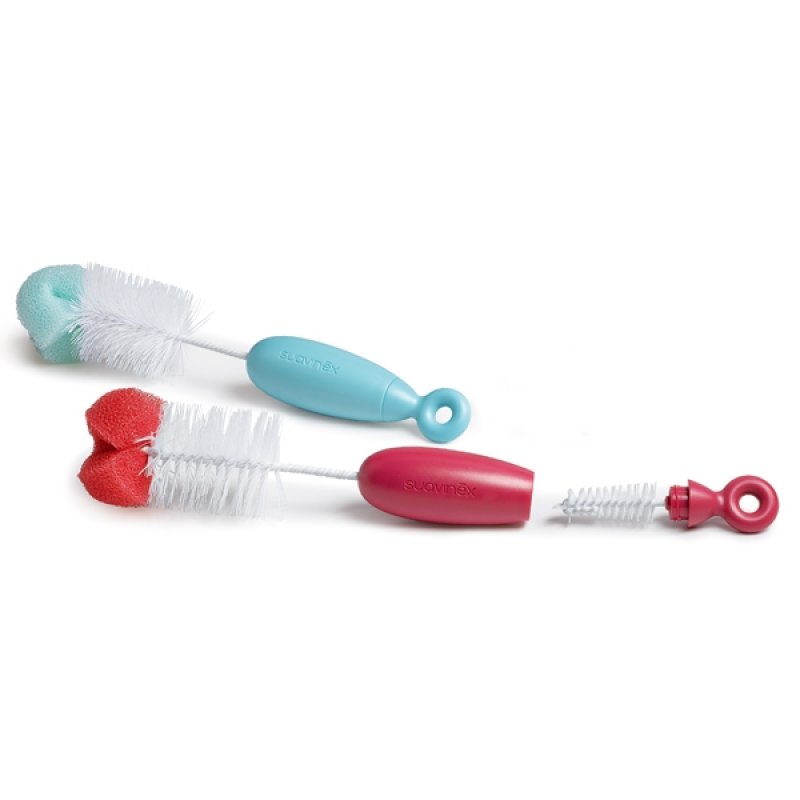 Suavinex Suavinex Bottle Cleaning Brush Duo Assorted Colours 1 Piece