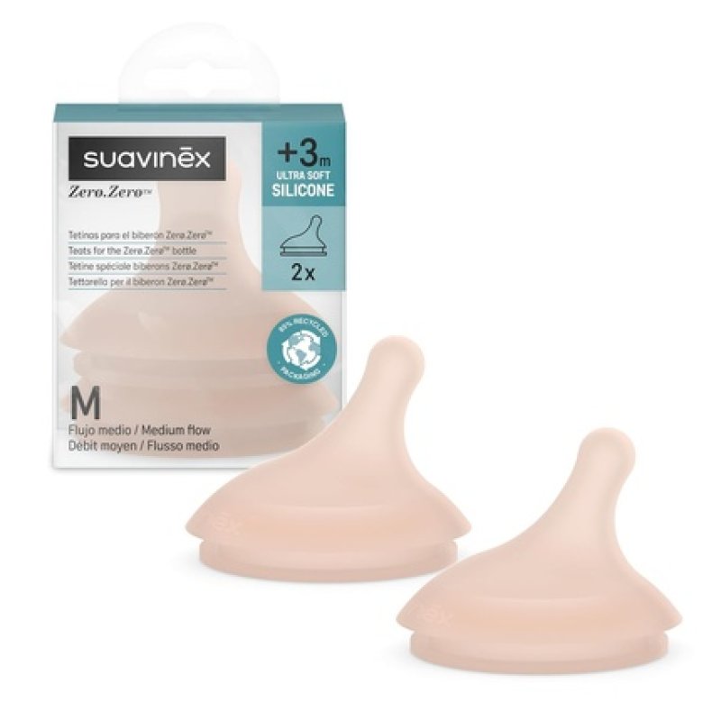 Suavinex Baby Bottle Teats for Zero Zero Anti-Colic Baby Bottle - Pack of 2