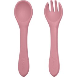 Petite&Mars Take&Match Silicone Cutlery Dusty Rose For 6 Months And Older