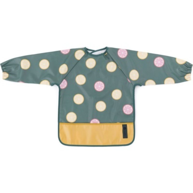 Petite&Mars Bib With Long Sleeves Beige Citrus For 2 Years And Above