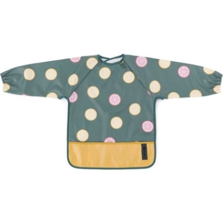 Petite&Mars Bib With Long Sleeves Beige Citrus For 2 Years And Above