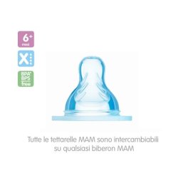 Mam Set Of 2 Teats Size X Extra Fast Flow, For The Cardboard, Made Of Silicone