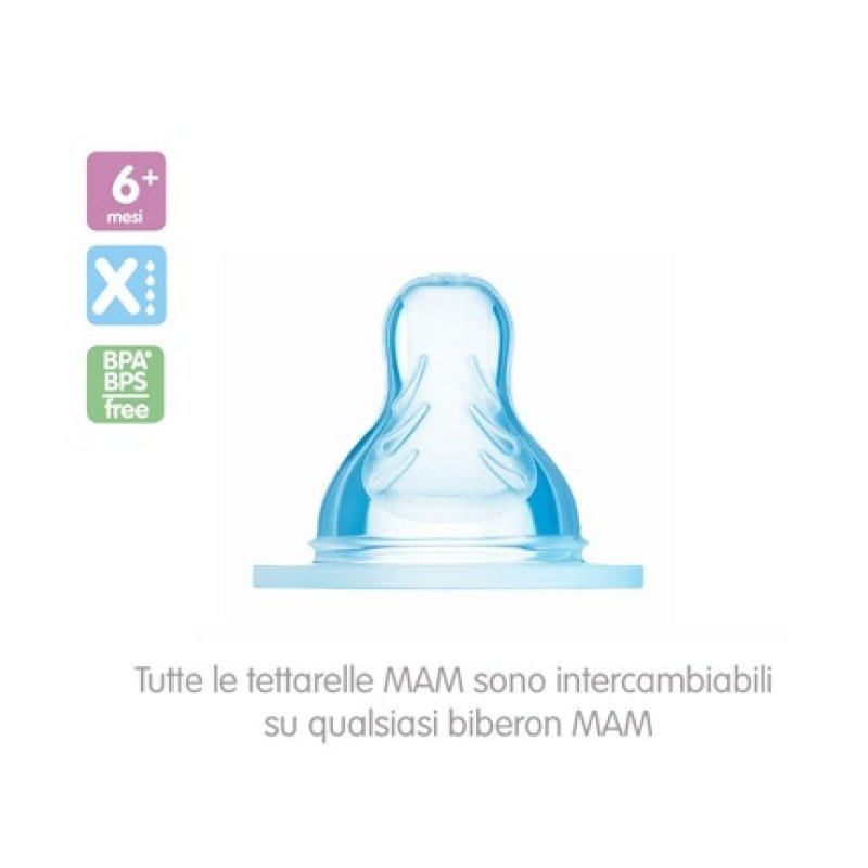 Mam Set Of 2 Teats Size X Extra Fast Flow, For The Cardboard, Made Of Silicone