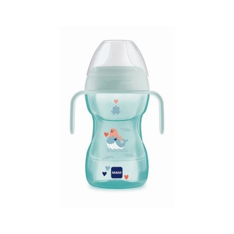 Mam Fun To Drink Educational Baby Bottle Plastic With Handles Blue 8m 270ml