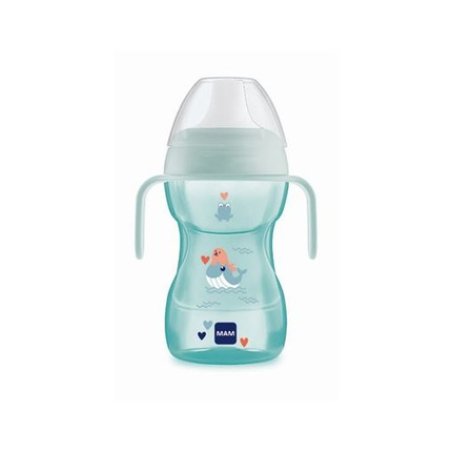 Mam Fun To Drink Educational Baby Bottle Plastic With Handles Blue 8m 270ml