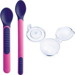 Mam Heat Sensitive Spoons Cover - Ideal For Girls, 6 Months, 2 Pieces