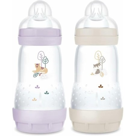 Mam Easy Start Anti-Colic Medium Flow Bottle 260ml Lilac & Sand - Pack of 2