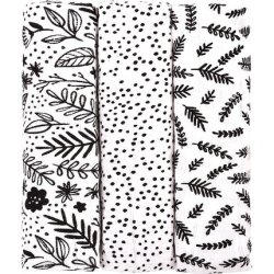 Ttomi Tetra Black Flowers Cloth Diapers 70x70 Cm 3 Pcs
