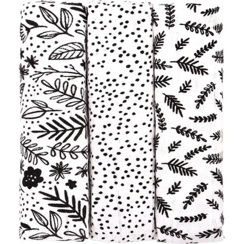 Ttomi Tetra Black Flowers Cloth Diapers 70x70 Cm 3 Pcs