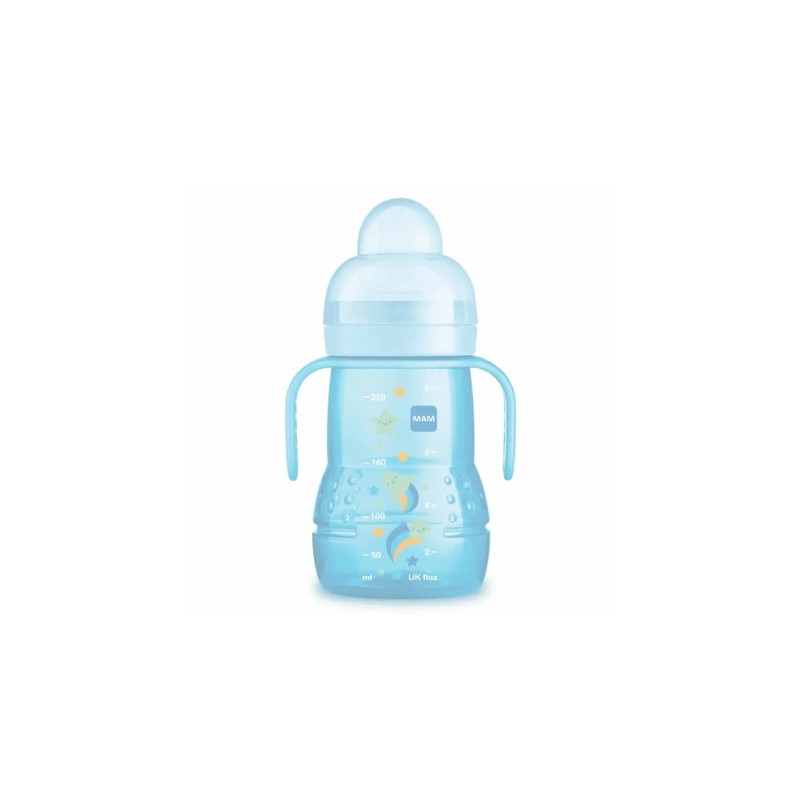 Mam Trainer Glass Baby Bottle 220ml Blue Color For 4 Months And Older