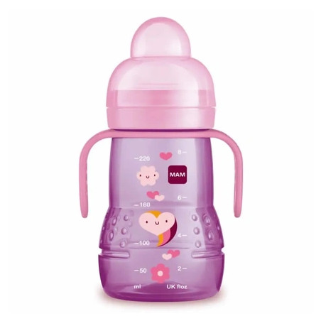 Mam Trainer Glass Baby Bottle 220ml Pink Color For 4 Months And Up