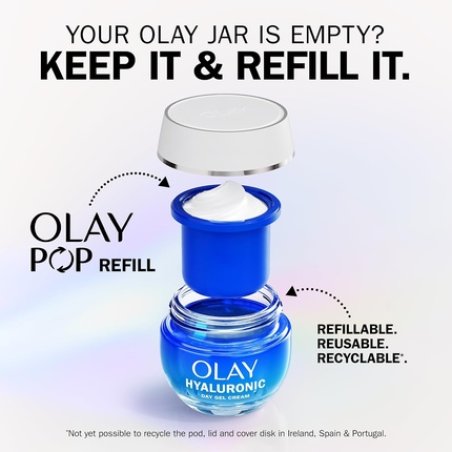 Olay Hyaluronic Acid Face Moisturizer Day Gel Cream Refill with Skincare Niacinamide 99% Purity and Vitamin B5