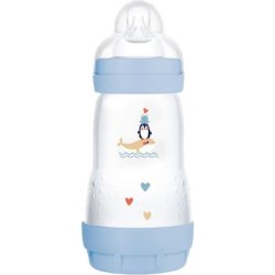 Mam Easy Start Anti-Colic Plastic Baby Bottle With Silicone Nipple - 260ml For Boys 2 Months