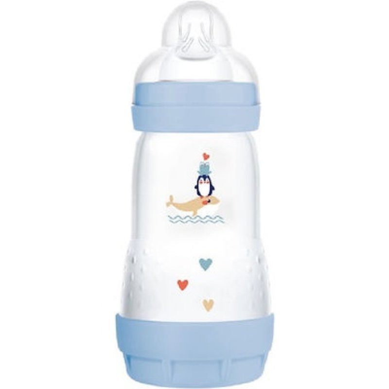 Mam Easy Start Anti-Colic Plastic Baby Bottle With Silicone Nipple - 260ml For Boys 2 Months