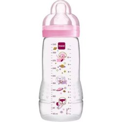 Mam Easy Active Bottle - Plastic Baby Bottle With Silicone Nipple For Girls, 4 Months, 330ml