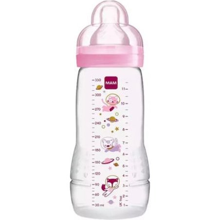 Mam Easy Active Bottle - Plastic Baby Bottle With Silicone Nipple For Girls, 4 Months, 330ml