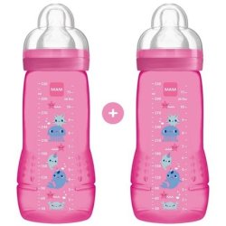 Mam Mam Promo Easy Active Baby Bottle - Pink, 2x330ml