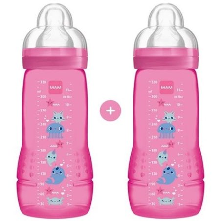 Mam Mam Promo Easy Active Baby Bottle - Pink, 2x330ml