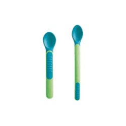 Mam Heat Sensitive Spoons & Cover - Unisex, Suitable For 6 Months