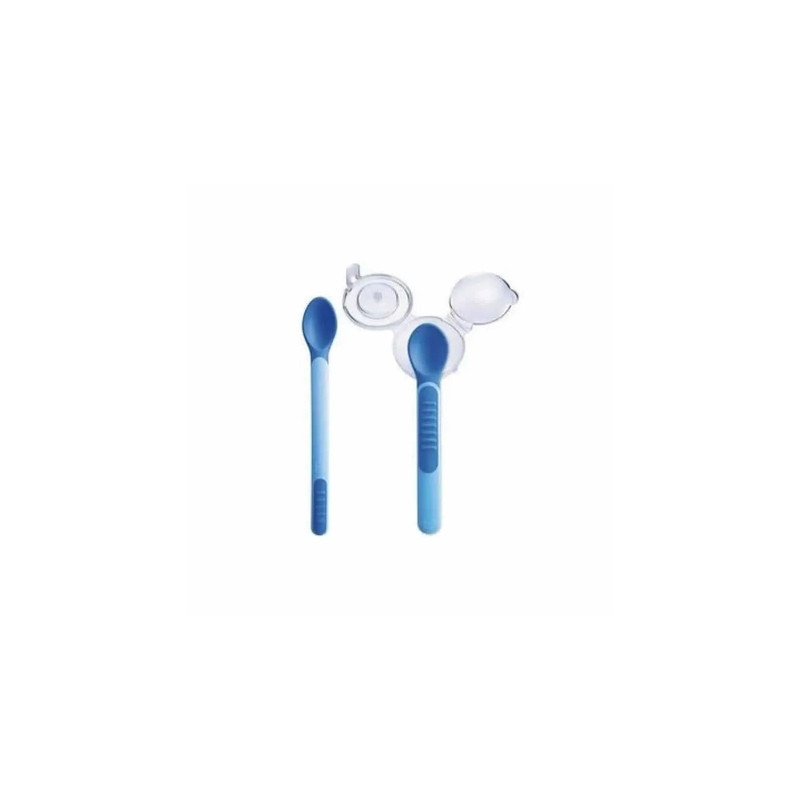 Mam Heat Sensitive Spoon 2 Units In Blue
