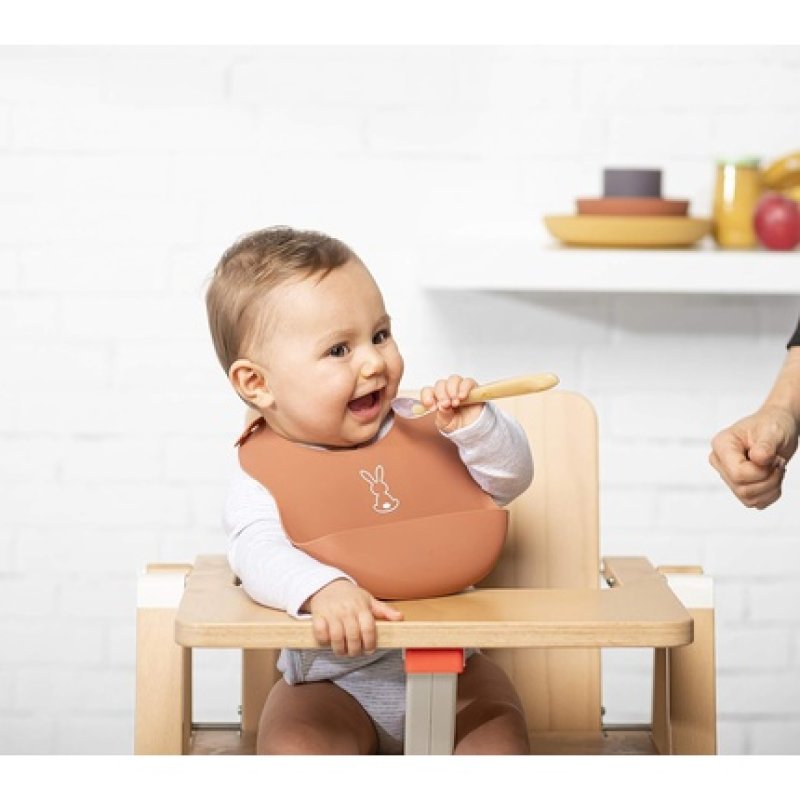 Nattou - Baby Bib Soft Silicone - Terracotta