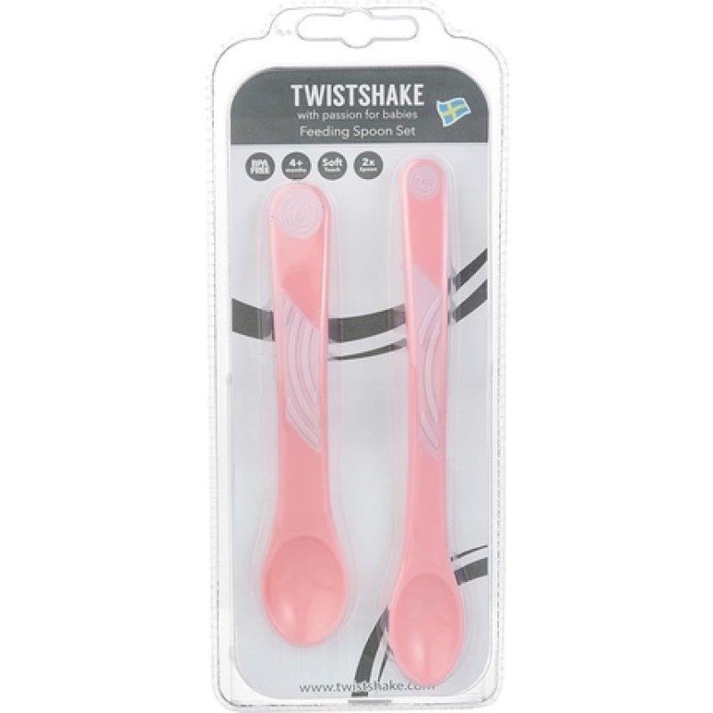 Twistshake - Feeding Spoon Set 6 m Pastel Pink 2-pack