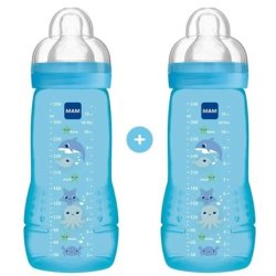 Mam Mam Promo Easy Active Baby Bottle - Blue, 2x330ml