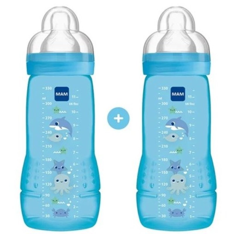 Mam Mam Promo Easy Active Baby Bottle - Blue, 2x330ml